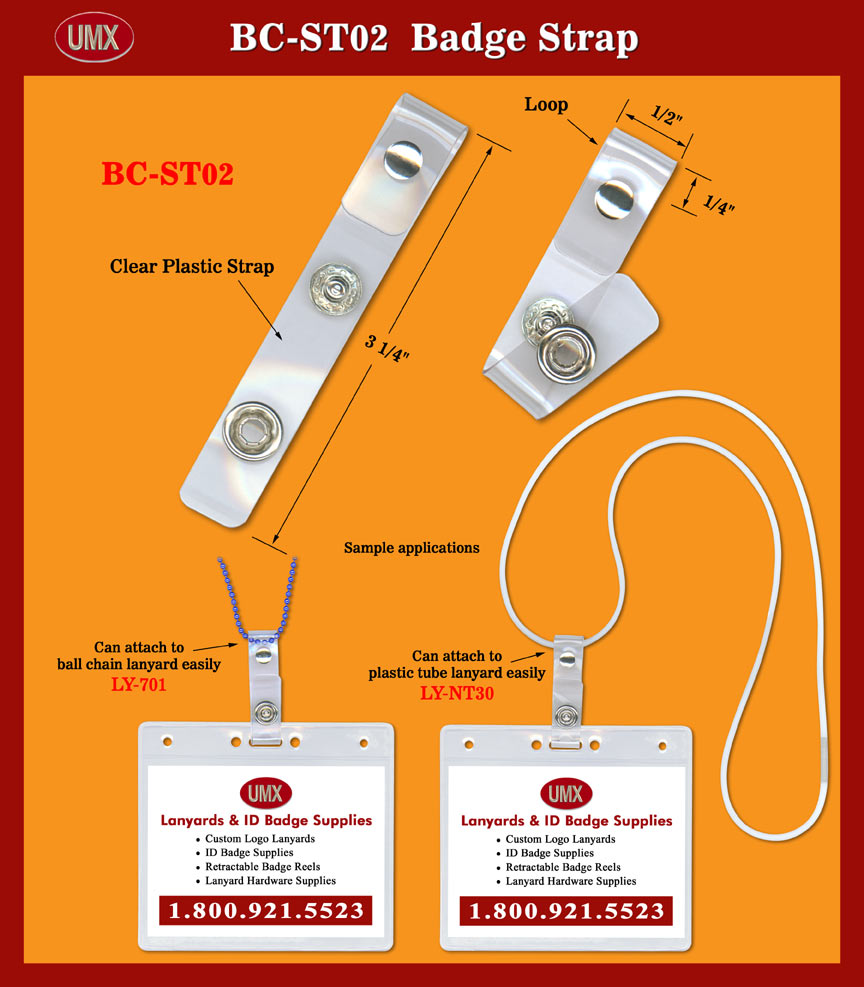 Name Tag Holder Straps with Metal Riveted Loops