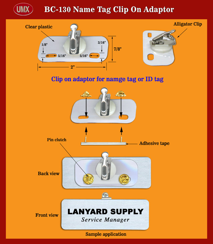 UMX Small Size Clip On Adaptors For Pin On Name Tags or ID Tags