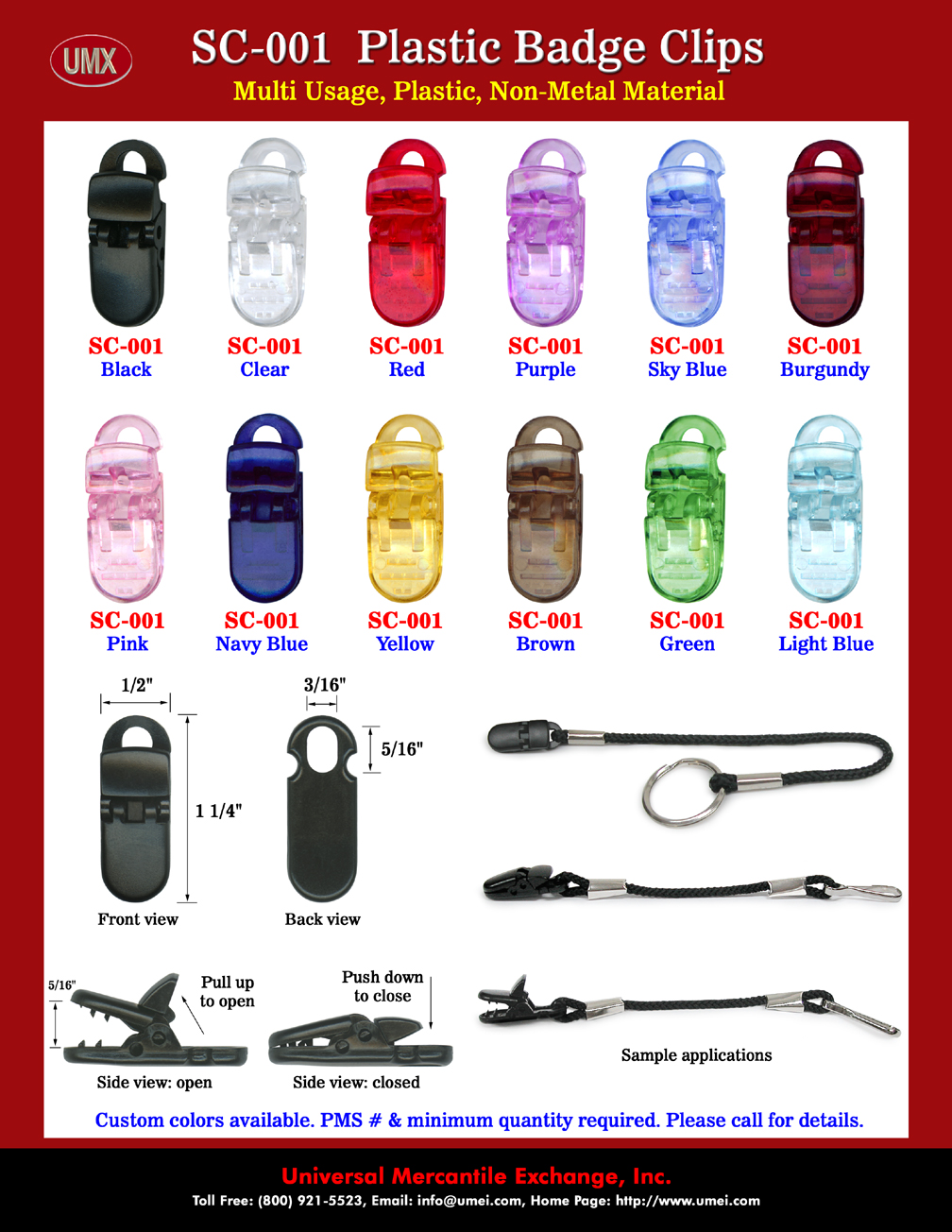 Colorful Plastic Badge Clips For Plastic Name Badges or IDs