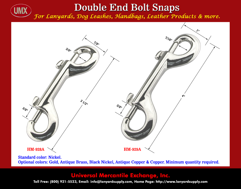 Snaps with two eyes at one solid bolt snaps, non-swivel style.
