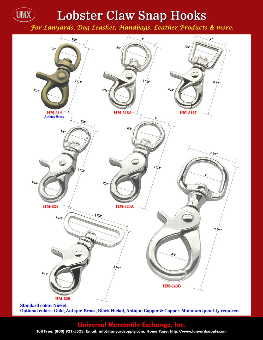 Heavy Duty Medium to Big Size Lobster Snap Hooks.