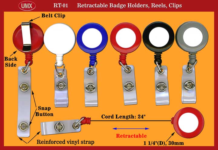 A1 Retractable Badge Reels with Plastic Straps for Badge Holders