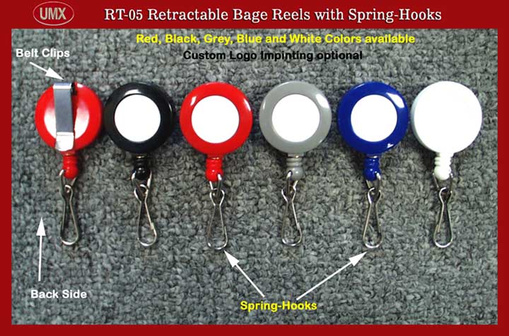 RT-05 Retractable Name Badge Reels with Spring Hooks for Badge holders or Badge
clips