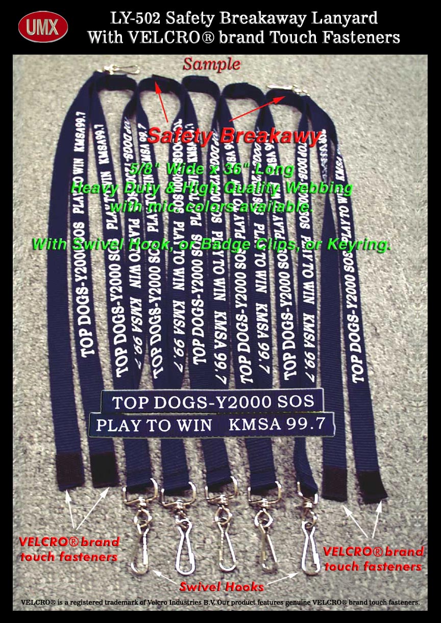 LY-502HD Velcro Safety Breakaway Custom Logo Lanyard - 5/8 Inch - TOP
DOGS-Y2000 SOS PLAY TO WIN KMSA 99.7