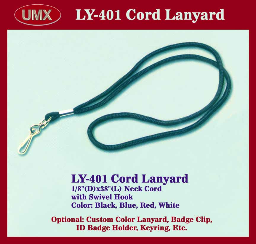 Cord Badge Lanyards, Cord Neck Lanyards, Cord Lanyards, for School, Trade Show, Party
and Meeting