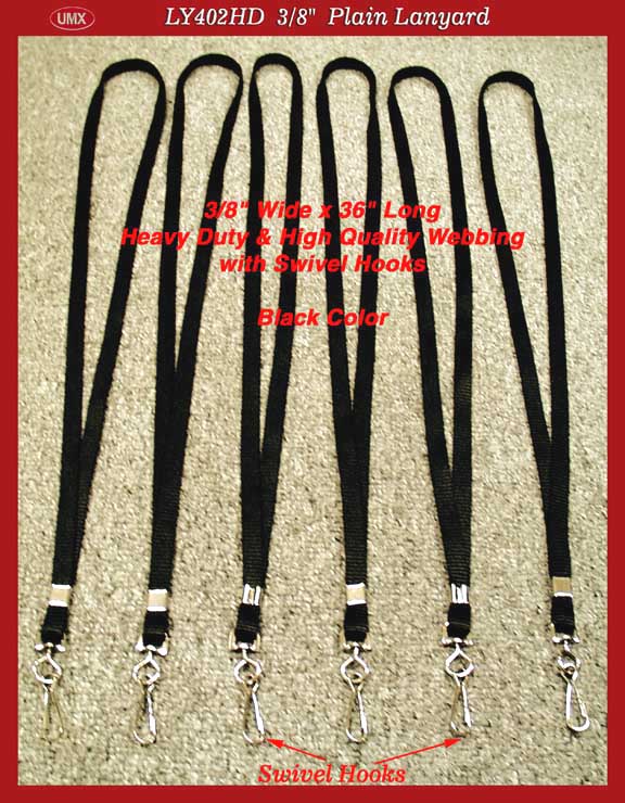 High-Quality and Heavy Duty Plain Lanyards - Black Color