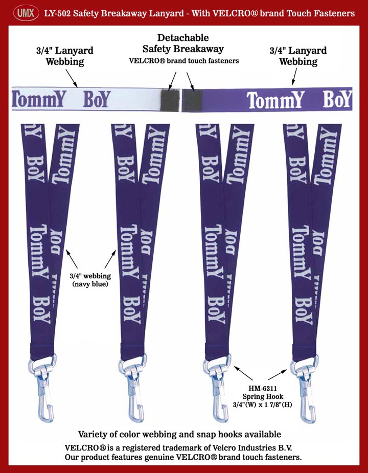 Safety Lanyard with Velcro Fastener: Safety Breakaway and Detachable Lanyards