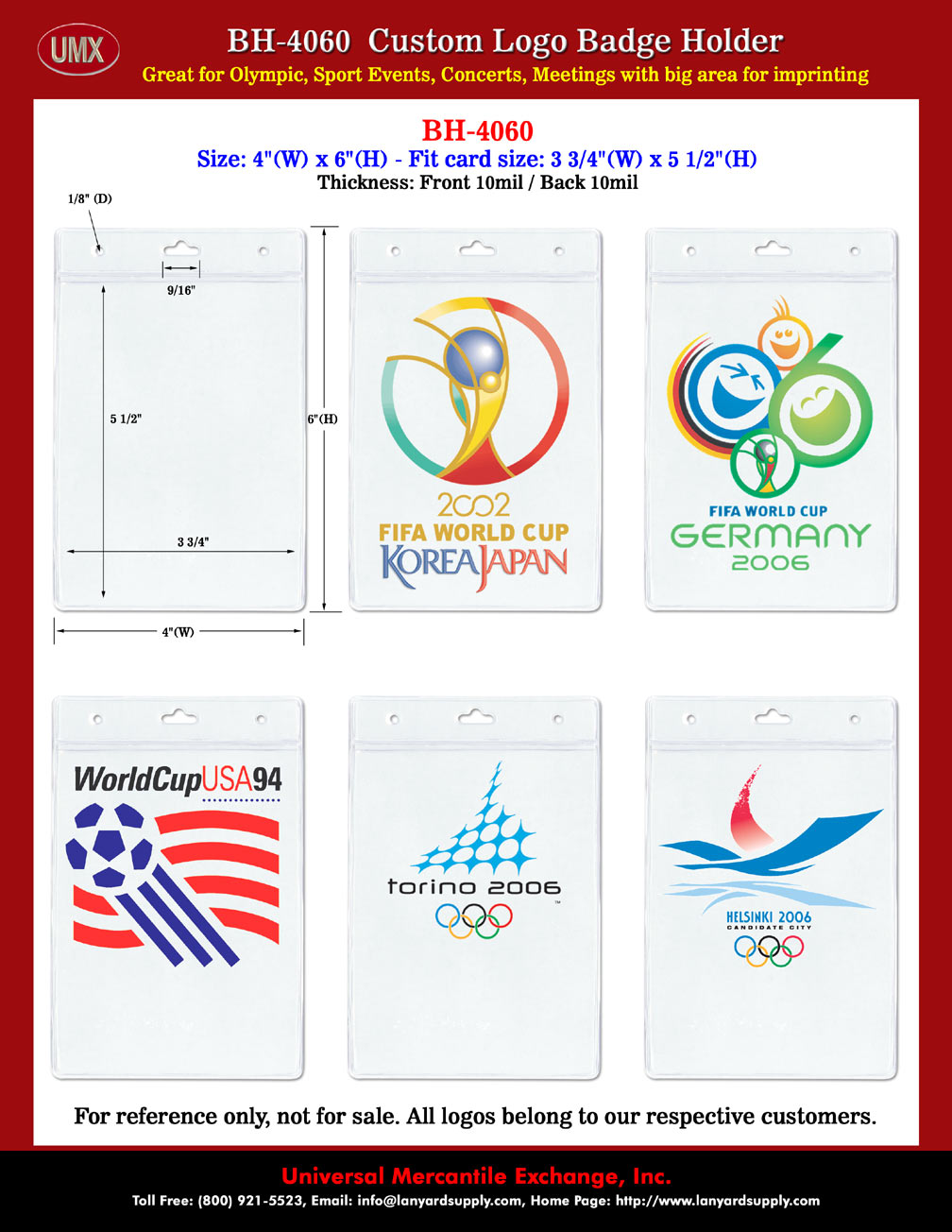 Custom Olympic Game Sporting ID Holder For ID card, Ticket or Name Badge.
