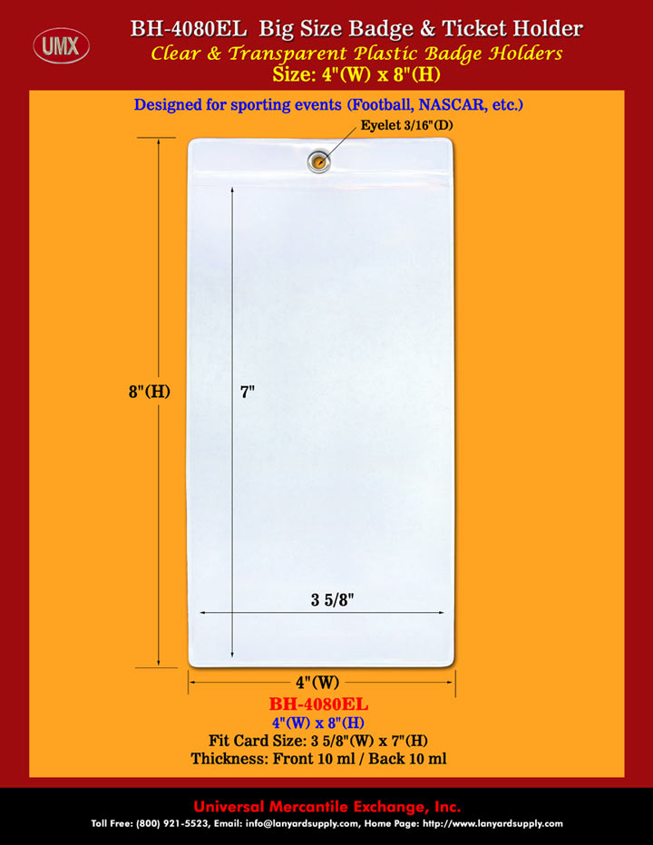 Enhanced Metal Eyeleted Vertical Holder: For 3 5/8"(W)x7"(H) Nametag Inserts. 