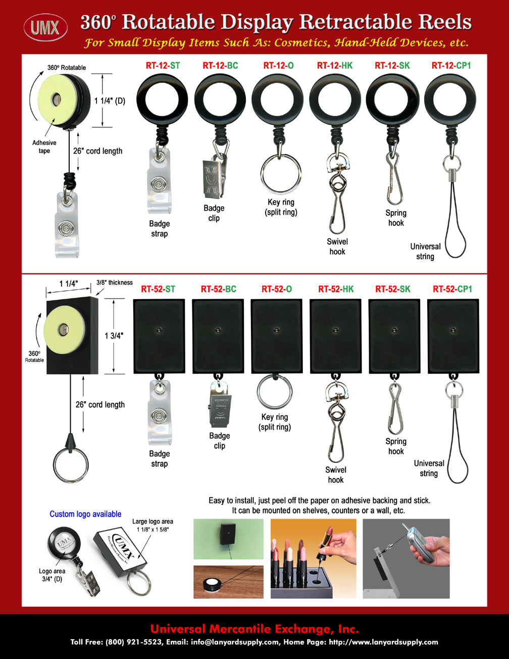 Great Designed Adhesive Retractable Reels For Display Units - Adhesive Tapes Included