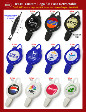 You are viewing Badge Reels > Custom Logo Imprinted or Laser Cut >Eye-Catching Imprinted Retractable Ski Pass With Great Themes.