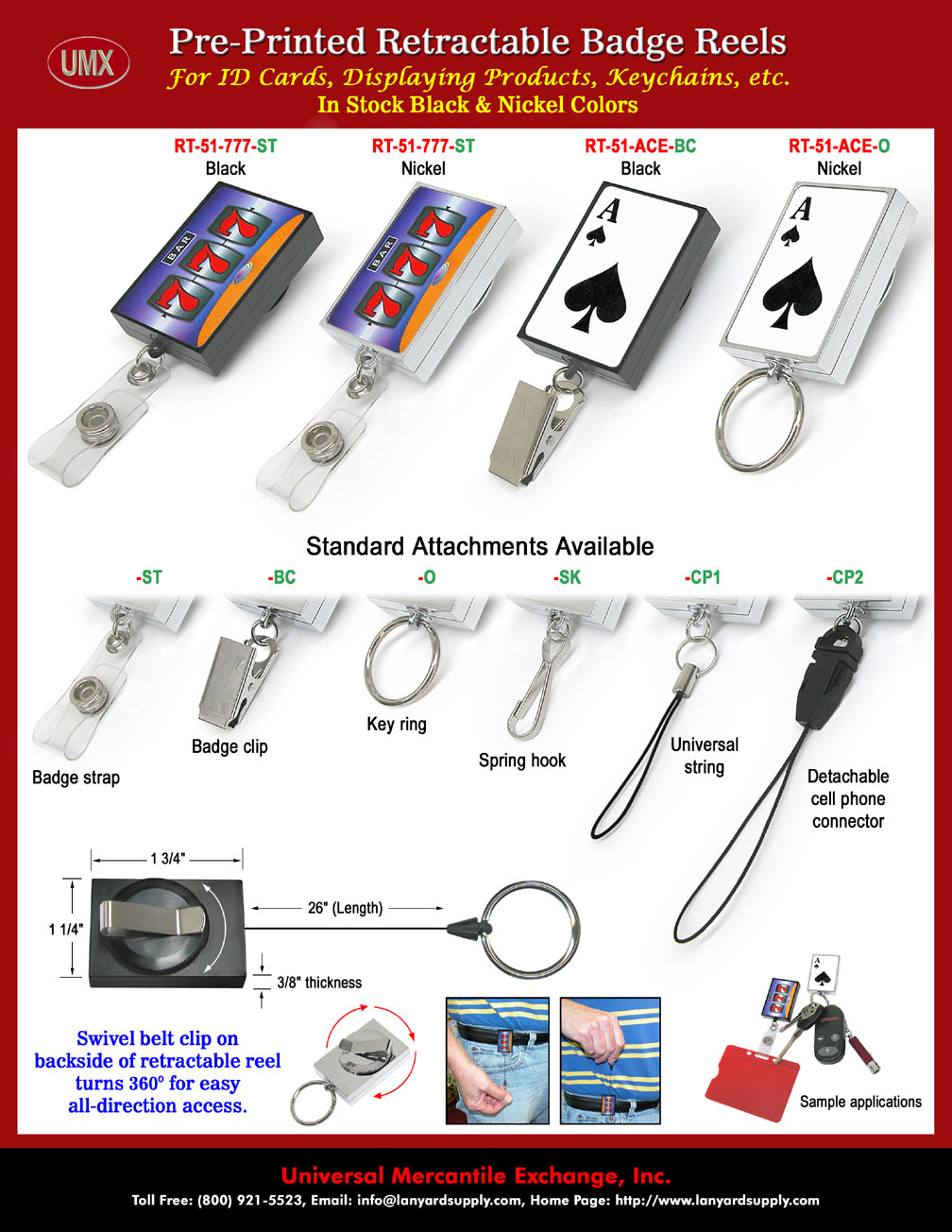 Cool and Fun Fundraiser Rectangle Retractable Reels With Pre-Printed 777 and ACE.