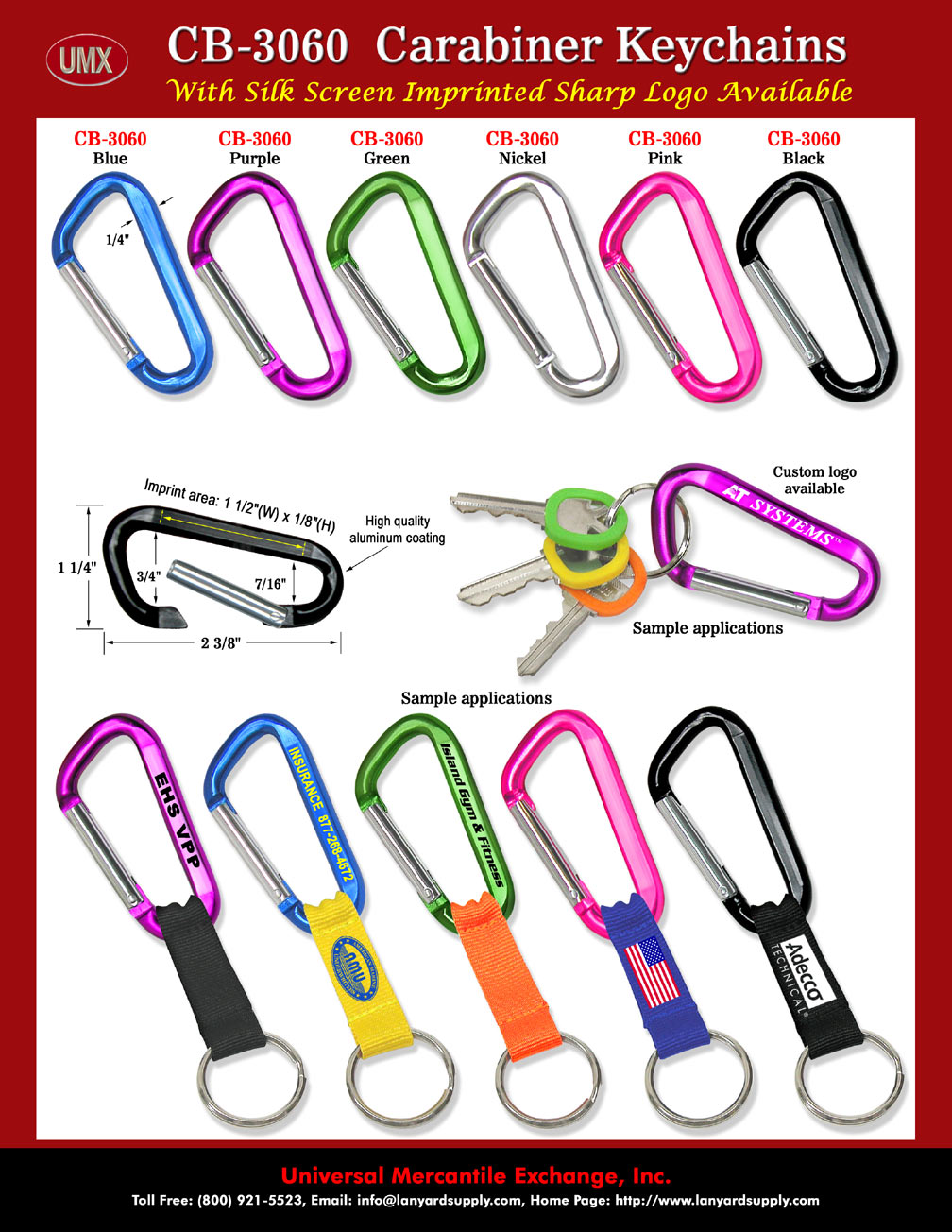 Unique & Cool - Color Carabiner Keychains.