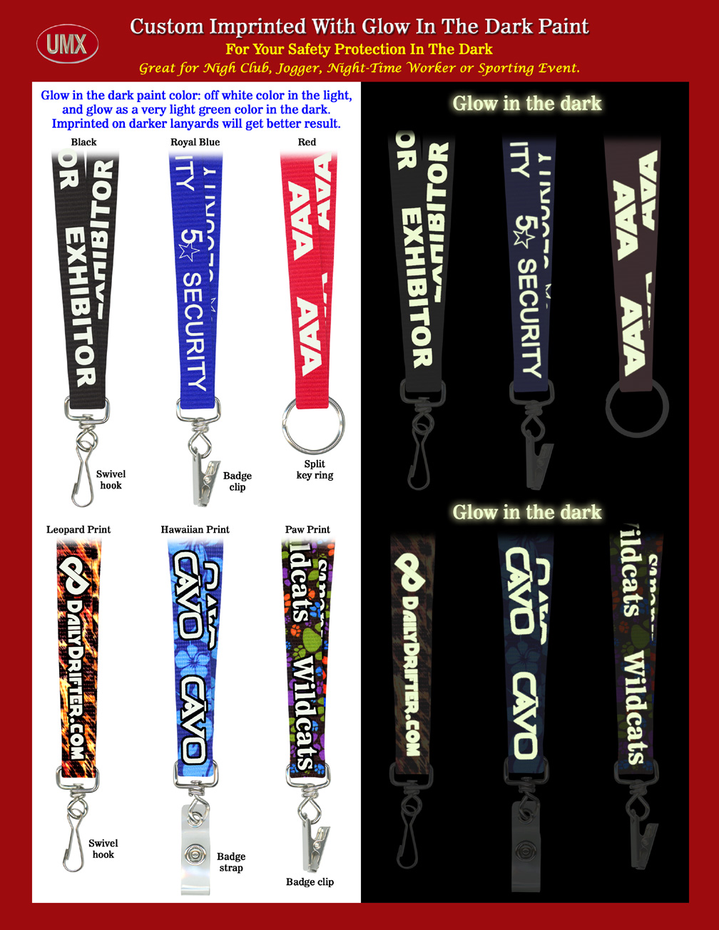 Special Imprinting Effects: Glow In The Dark Custom Printed Lanyards or Straps