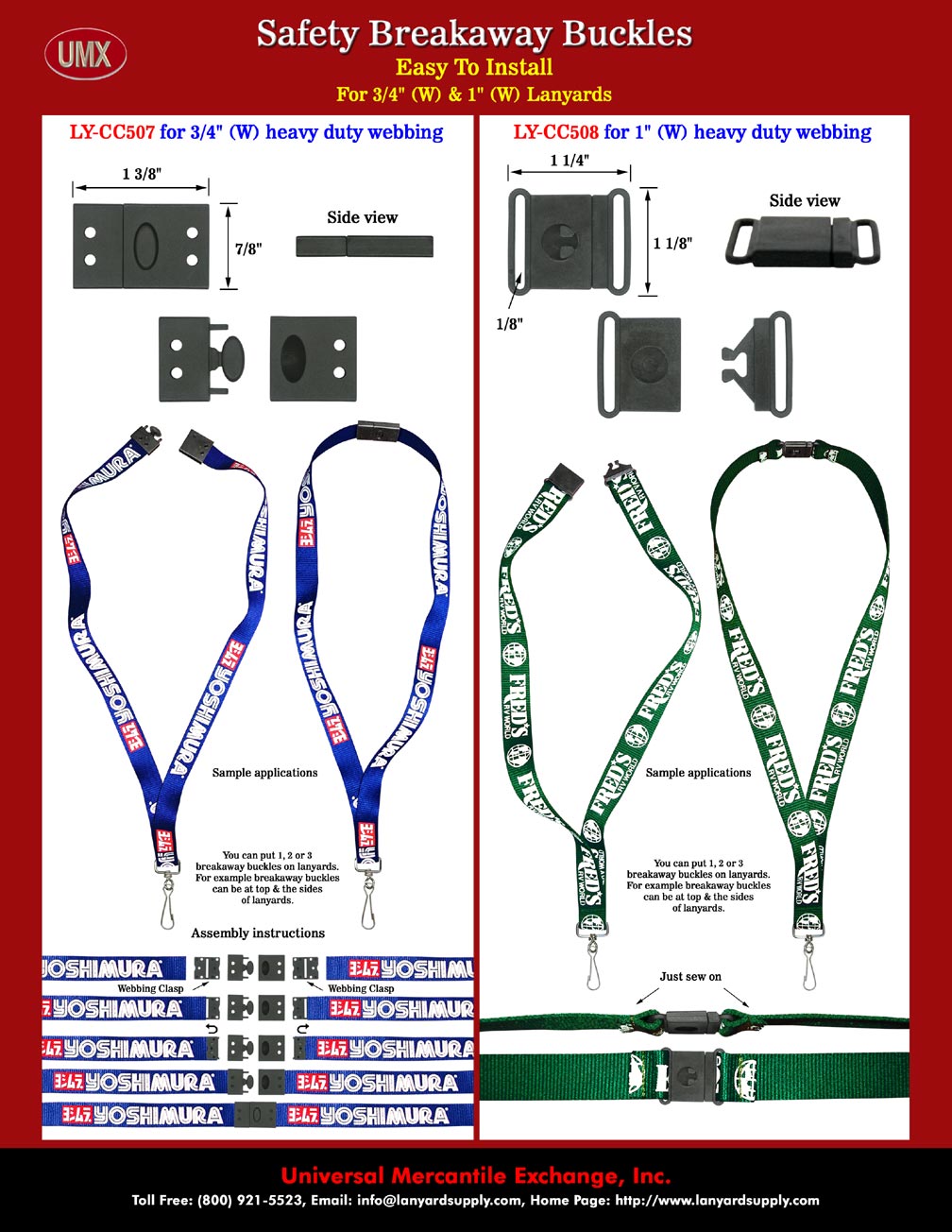 Safety ID Lanyards Hardware Accessory: Industrial Safety Breakaway Plastic Buckles or Plastic Connectors with How to Make Lanyard Instructions