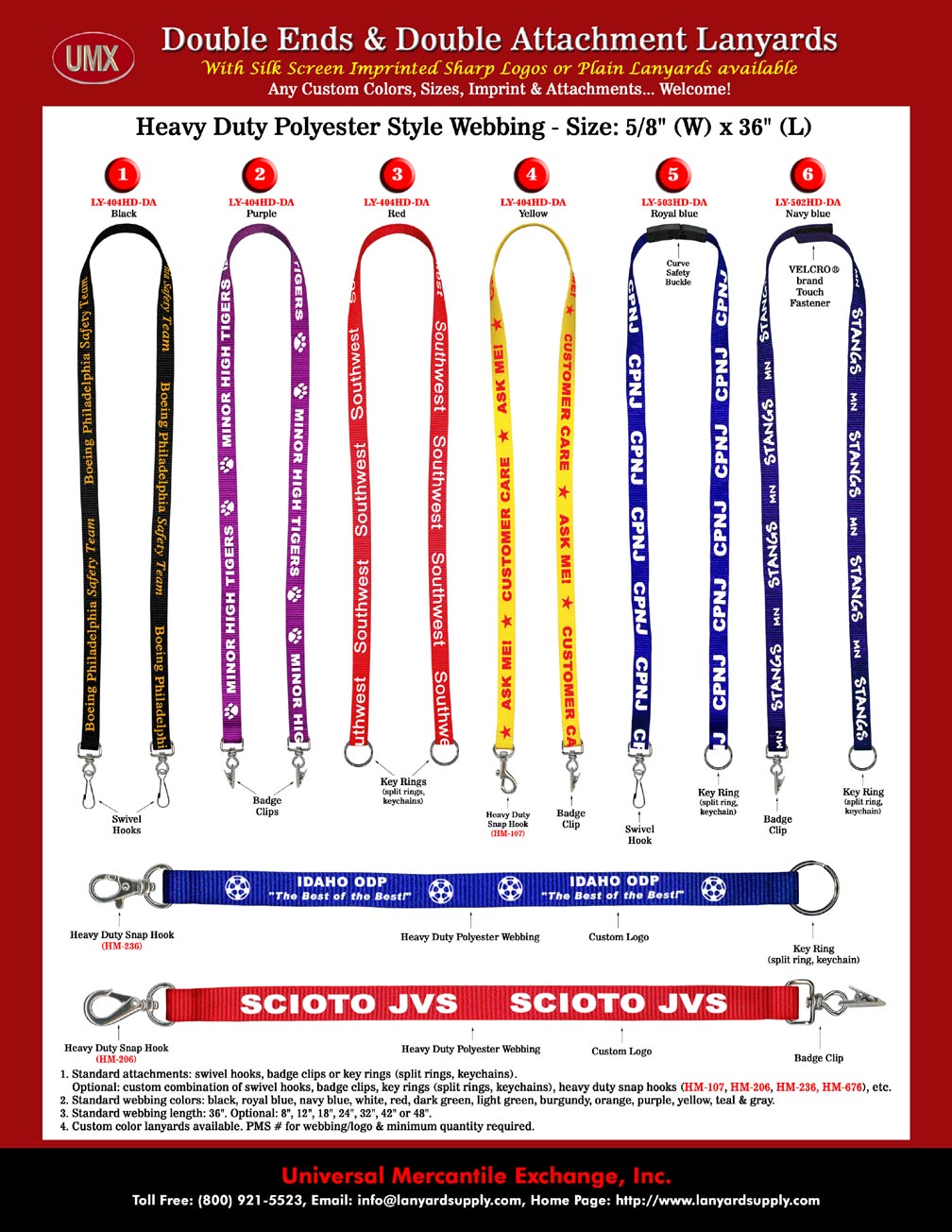Custom Lanyards: 5/8" LY-404HD-DA Two Fasteners with Two Ends Lanyards.