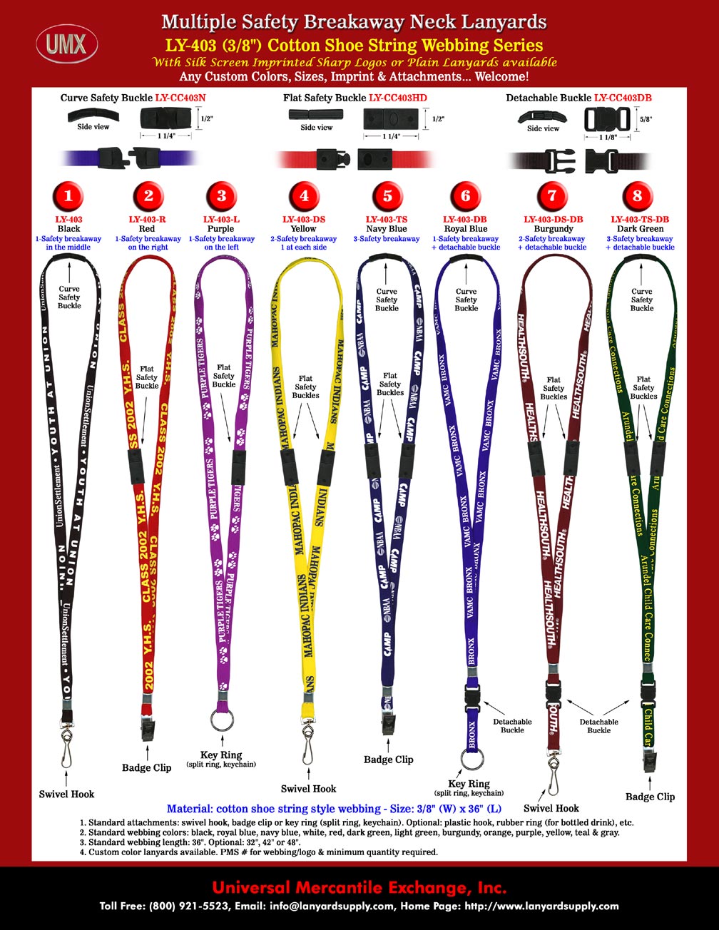 Safety Lanyards: LY-403 Multiple Safety Breakaway Neck Lanyards