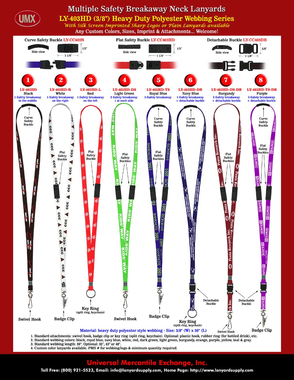 Heavy Duty Safety Lanyards: LY-403HD Multiple Safety Break Away Neck Lanyards