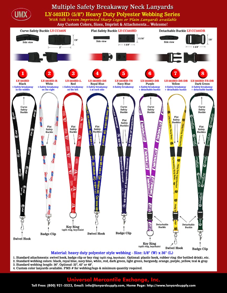 Custom Logo Imprinted Safety Lanyards: LY-503HD Multiple Safety Break Away Neck Lanyards