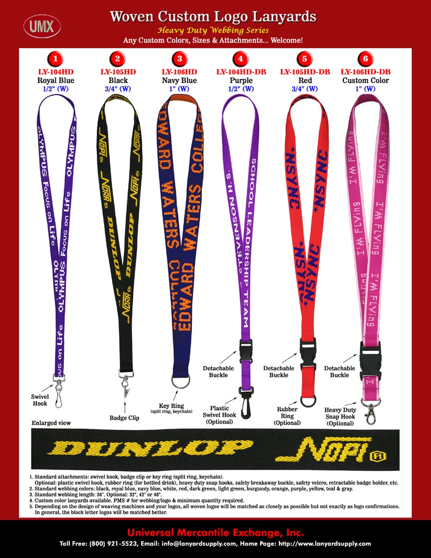 The most popular woven lanyards on the market, these thick and heavy duty woven lanyards ( embroidered lanyards ) come with logo coarsely weaved in your lanyards directly.