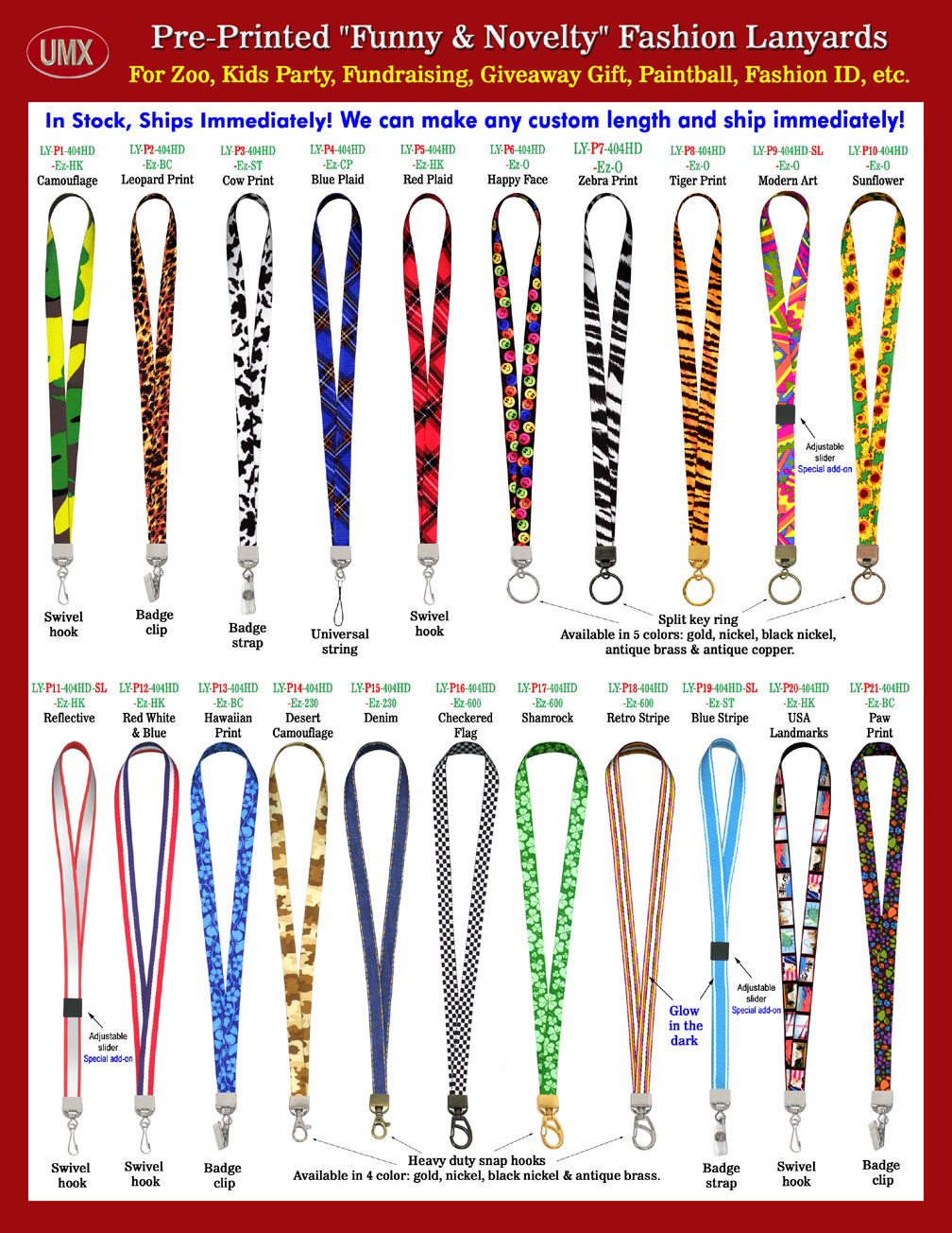 Funny lanyards and novelty lanyards are always a good alternatives to wear for fun.