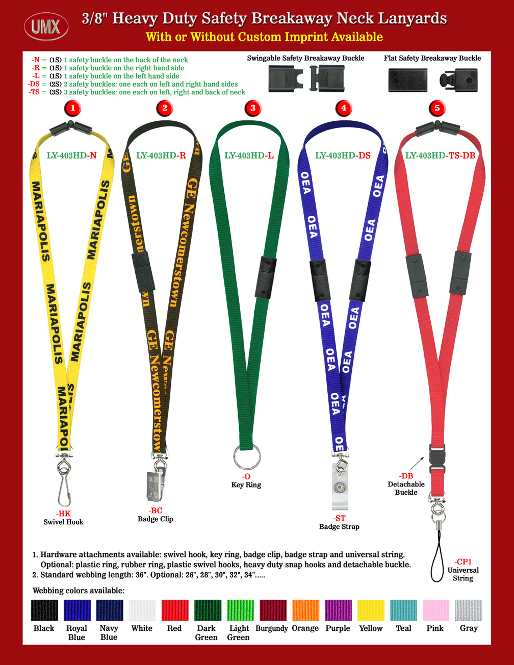 LY-403HD Heavy Duty Compact Size Safety Name Badge Holder Neck Lanyards.