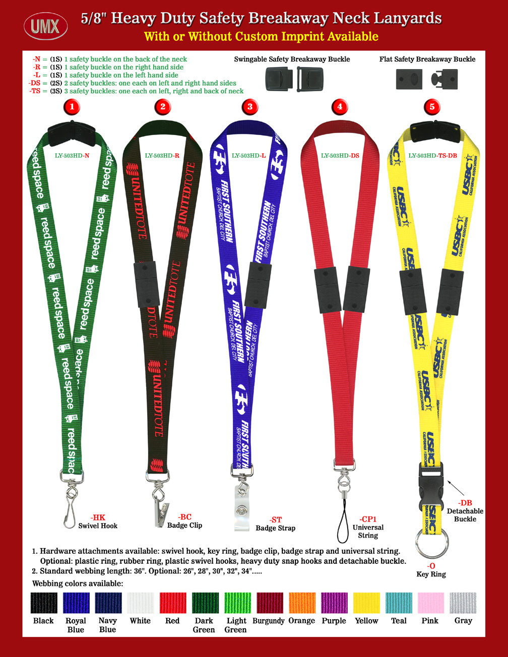 5/8" LY-503HD Most Favorate Safety Badge Holder Neck Lanyards - Best Seller Safety Models