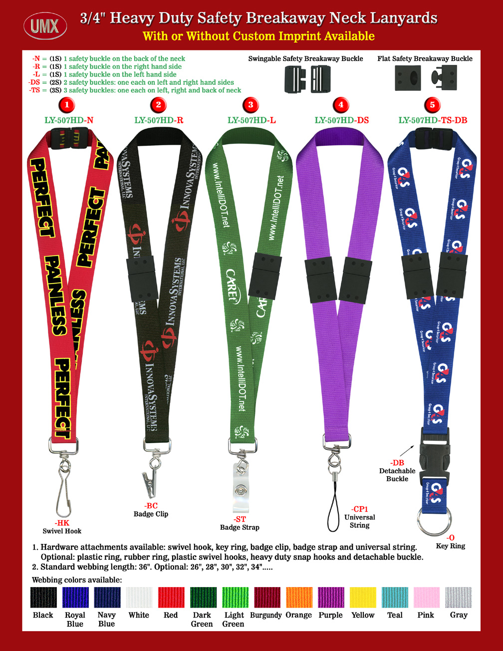 3/4" LY-507HD Big Size Safety Badge Holder Lanyards.