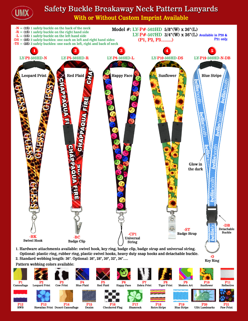 LY-P#-503HD Fashion Safety Name Badge Holder Lanyards with Stylish Themes