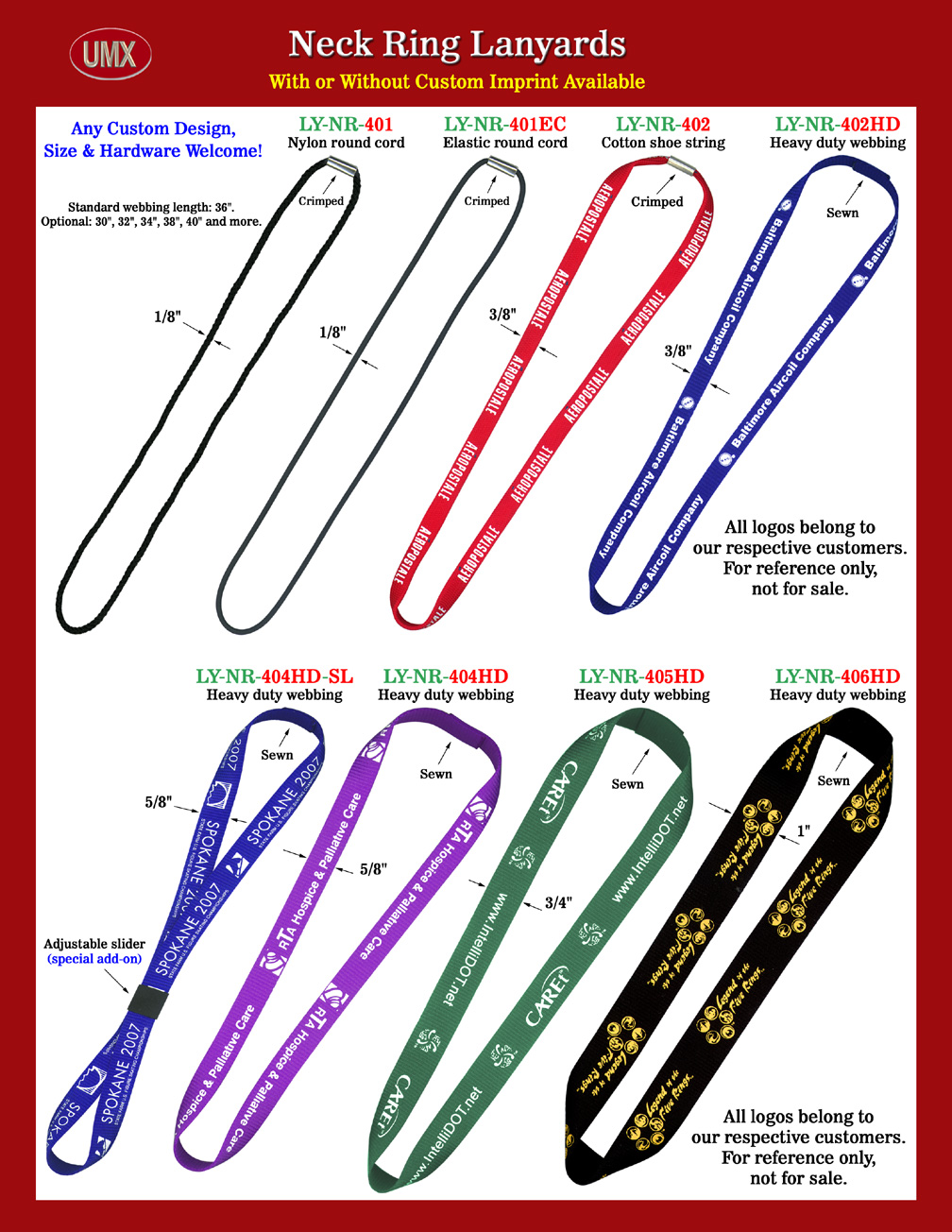 Not only used for name badges, IDs or ID card holders, neck rings, neck bands or neck strap lanyards are designed for a variety of applications, like carrying keys, tools, small meters, camera, cell phones and more.