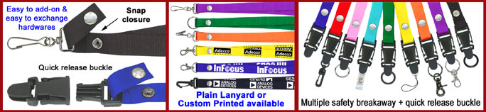 Snap Closure Lanyard Series With Hundred of Different Hardware Combination Available.