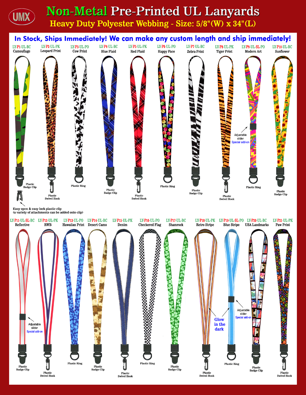 5/8&quot Fashion Pattern Printed Universal Link Scan Free Neck Lanyards.