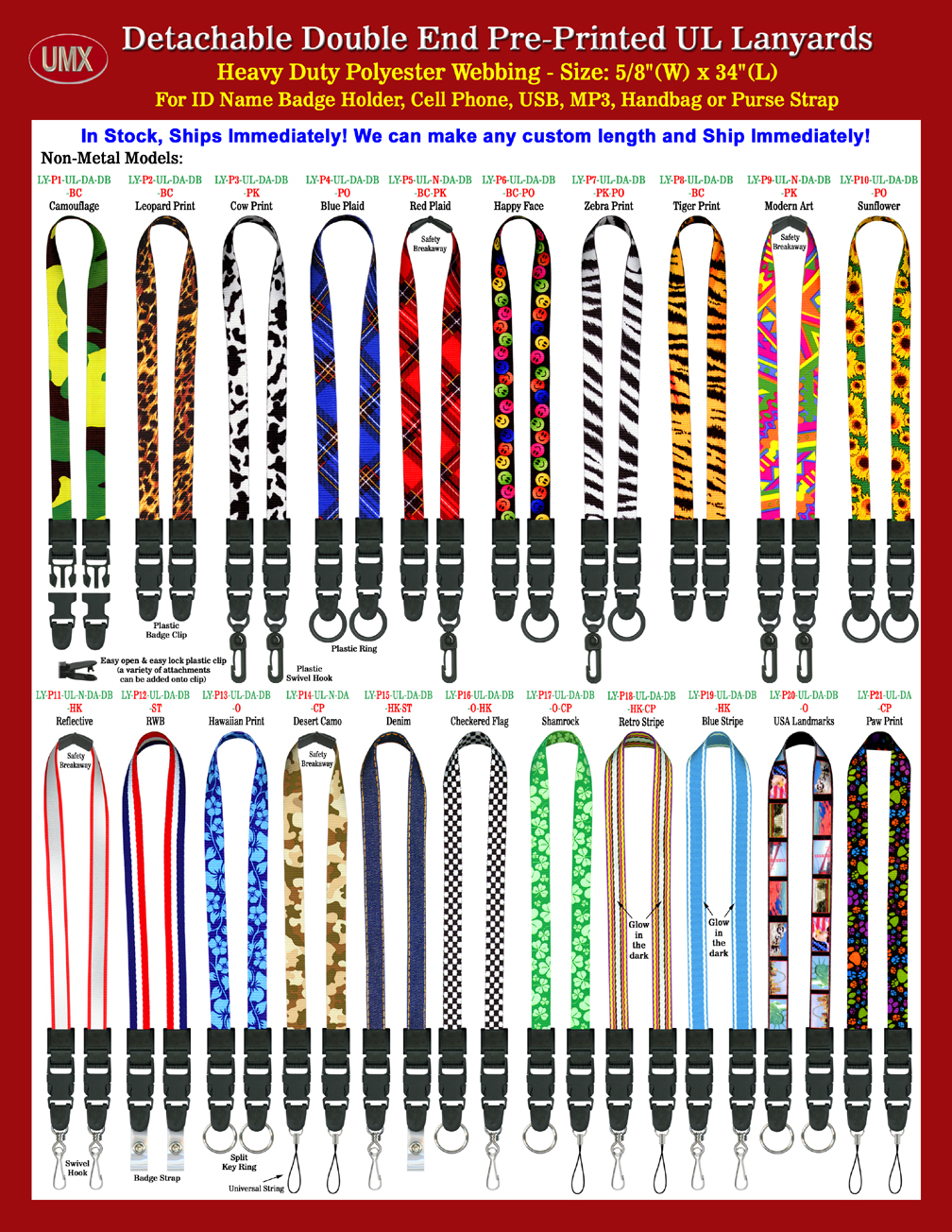 Universal Link: 5/8&quot; Pre-Printed Double Attachment Quick Release Neck Lanyards