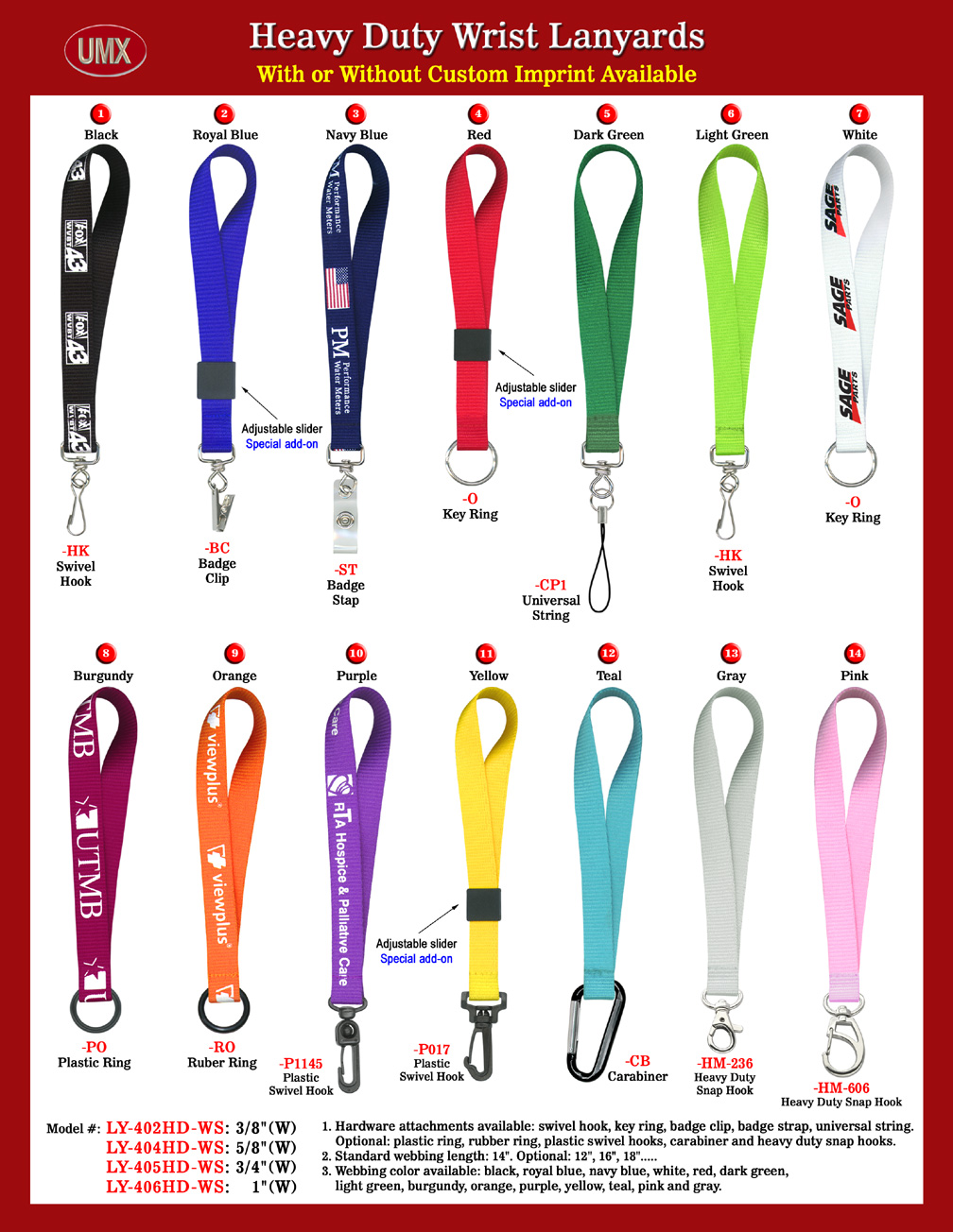 Custom Printed or Custom Designed Heavy Duty Wrist Lanyards With Sewn-On Hardware.