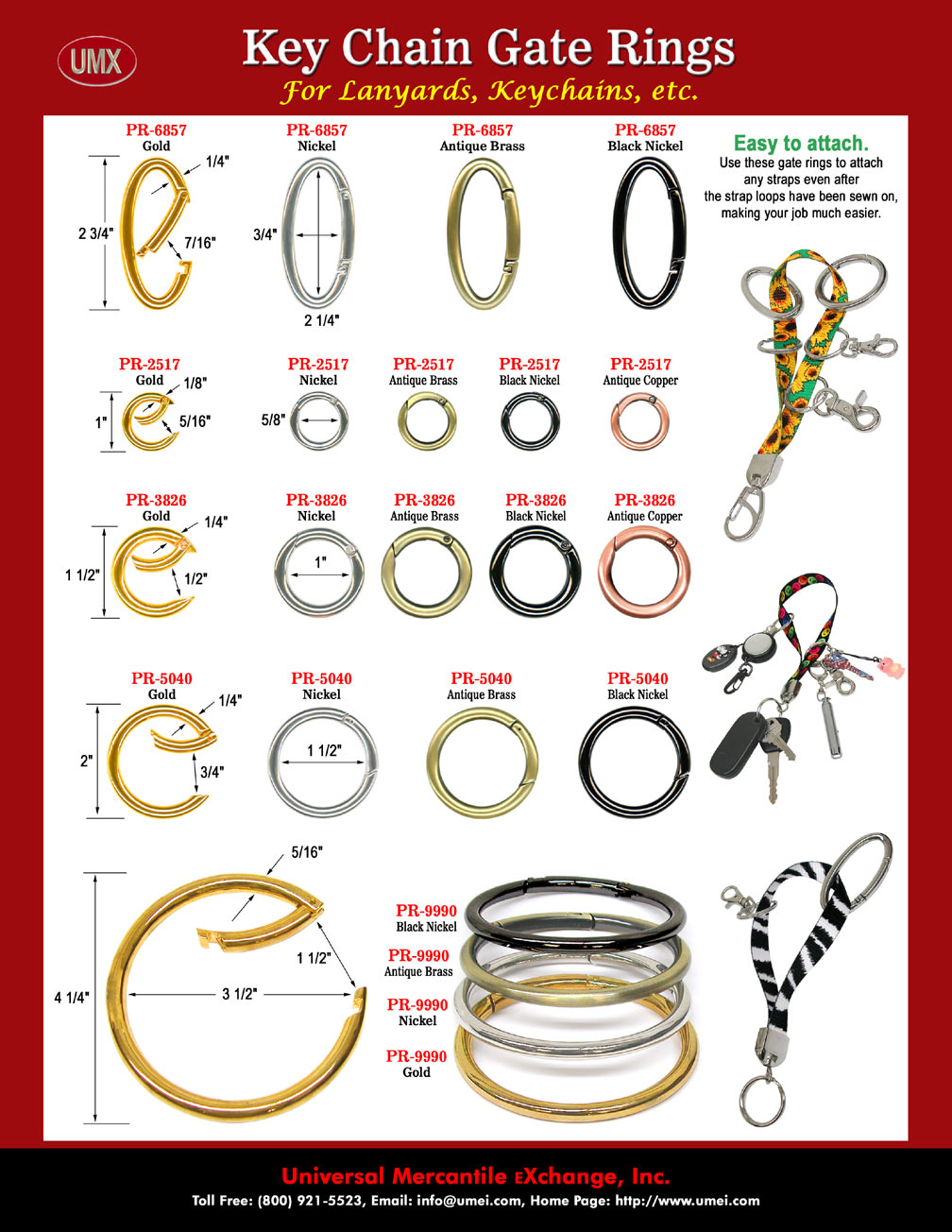 Easy Open and Easy Lock Gate Rings For Key Chains or Key Holders.