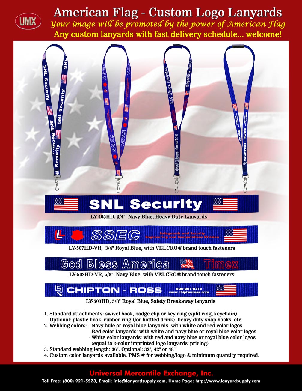 American Flag - Custom Logo Lanyard - The Patriotic Lanyard Series