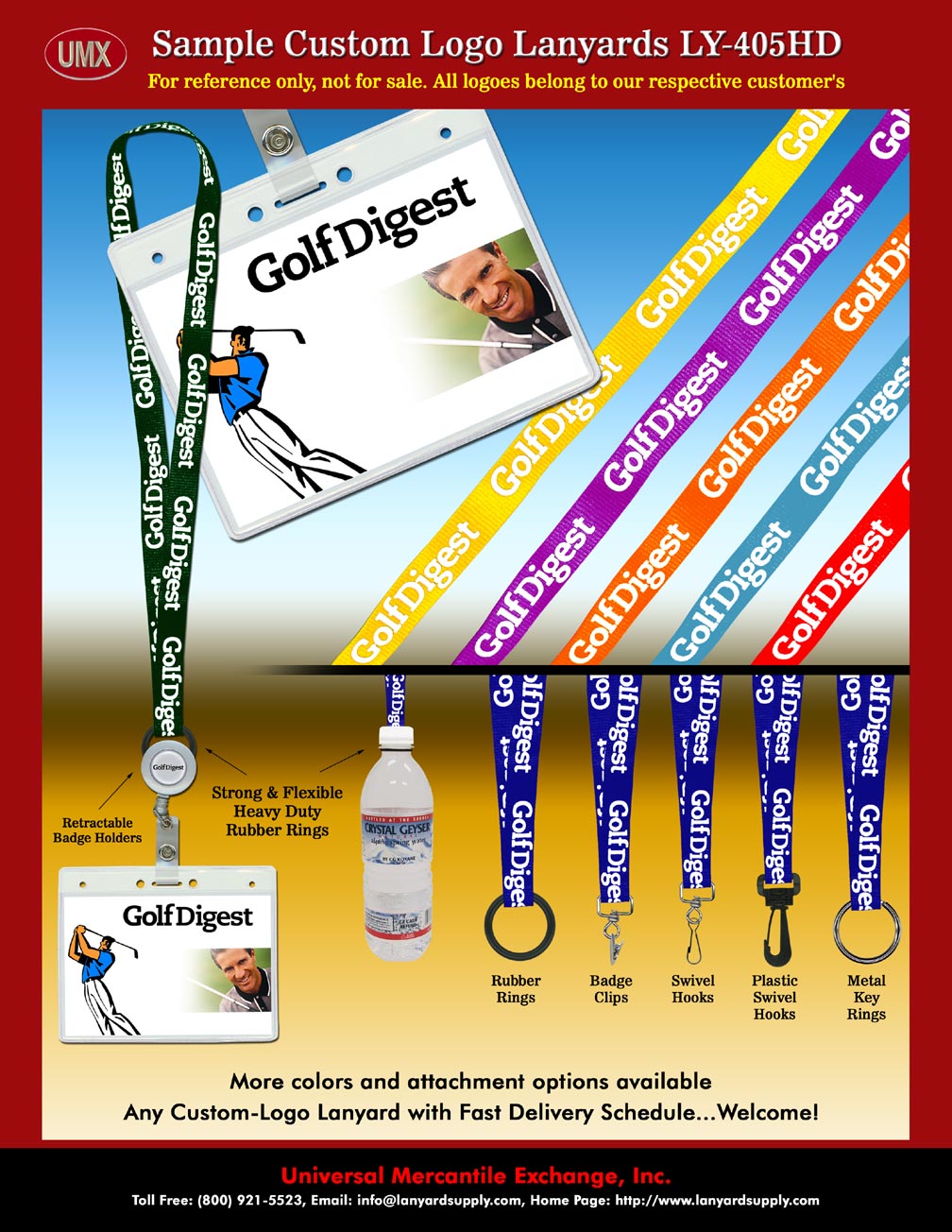 Lanyards: GolfDigest Layards - Sample Custom Logo Lanyards With a wide range color webbing