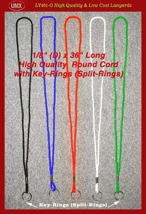 High-Quality and Low Cost Plain Lanyards - with Key-Rings (Split-Rings)