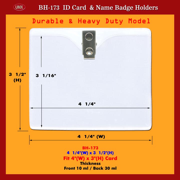 Durable and Heavy Duty 4(w)x3(h) ID Name Badge Holders Supply