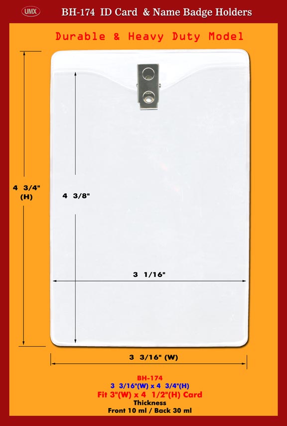 Long-Wear and Heavy Duty 3(w)x4 1/2(h) ID Name Badge Holders Supply