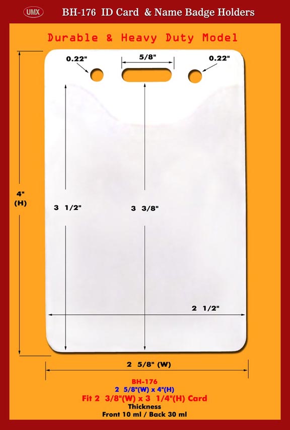 BH-176, 2 5/8"(W) x 4"(H), Fit 2 3/8"(W)x3 1/4"(H) Card, Thickness, Front 10 ml / Back 30 ml