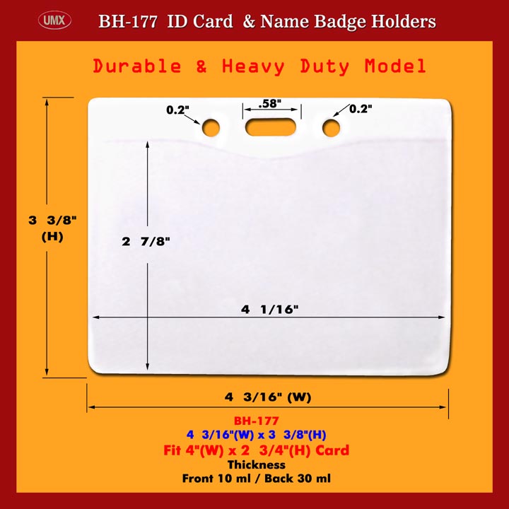 Durable and Heavy Duty 4(w)x2 3/4 id badge holder