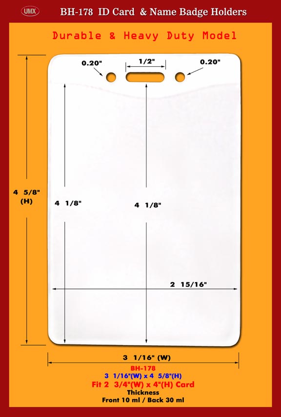 Durable and Heavy Duty 2 3/4"(w)x4"(h) Security Identification Badge
Holders