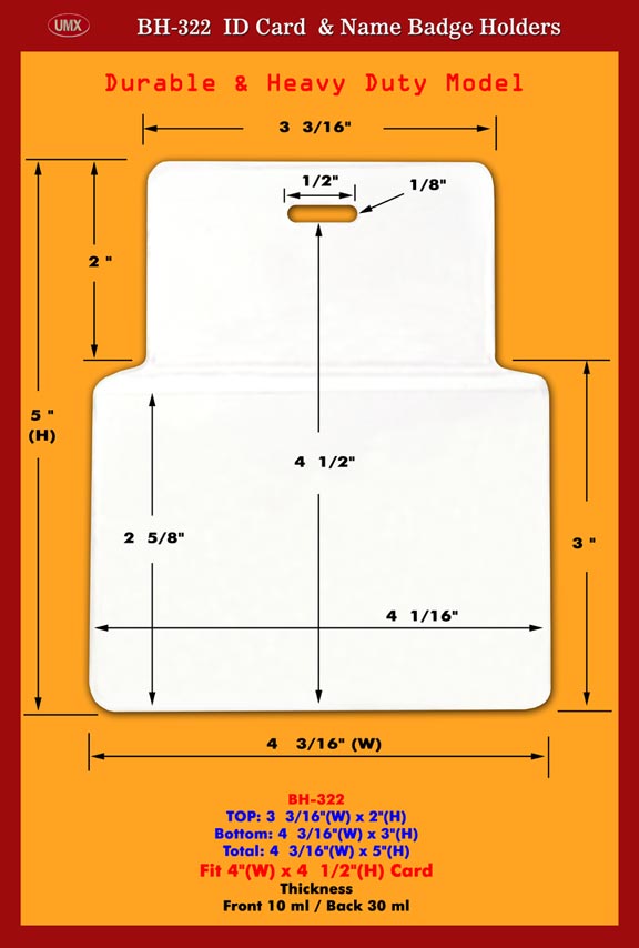 Durable and Heavy Duty 4"(w)x4 1/2"(h) Security Identification Name Badge Holders