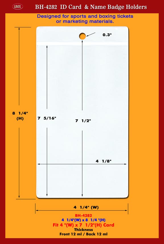 4x8 Boxing or Sports Ticket Badge Holders, Big-Size Badge Holders Supply