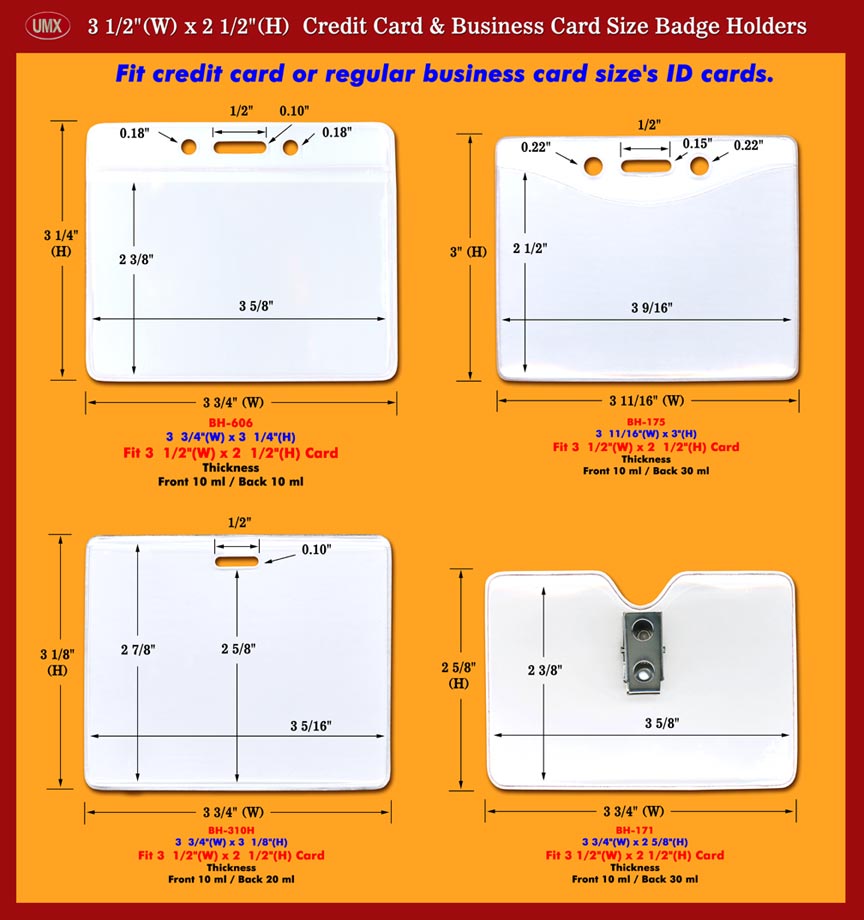 Credit card or Business Card Size ID holders and I.D. Name Badge Holder
Identification Supplies