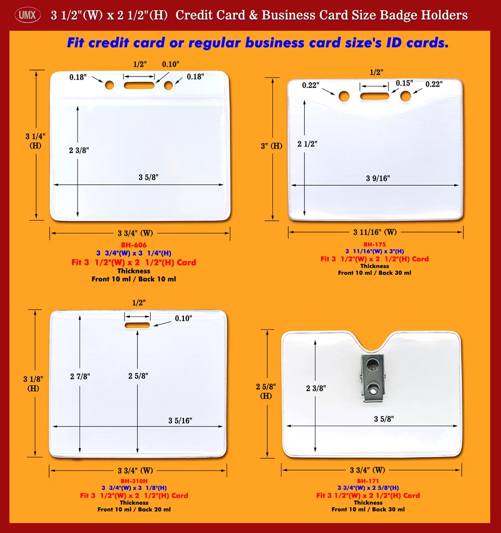 Business Card Size or Credit card Size Name Badge Holders and ID holder Supply