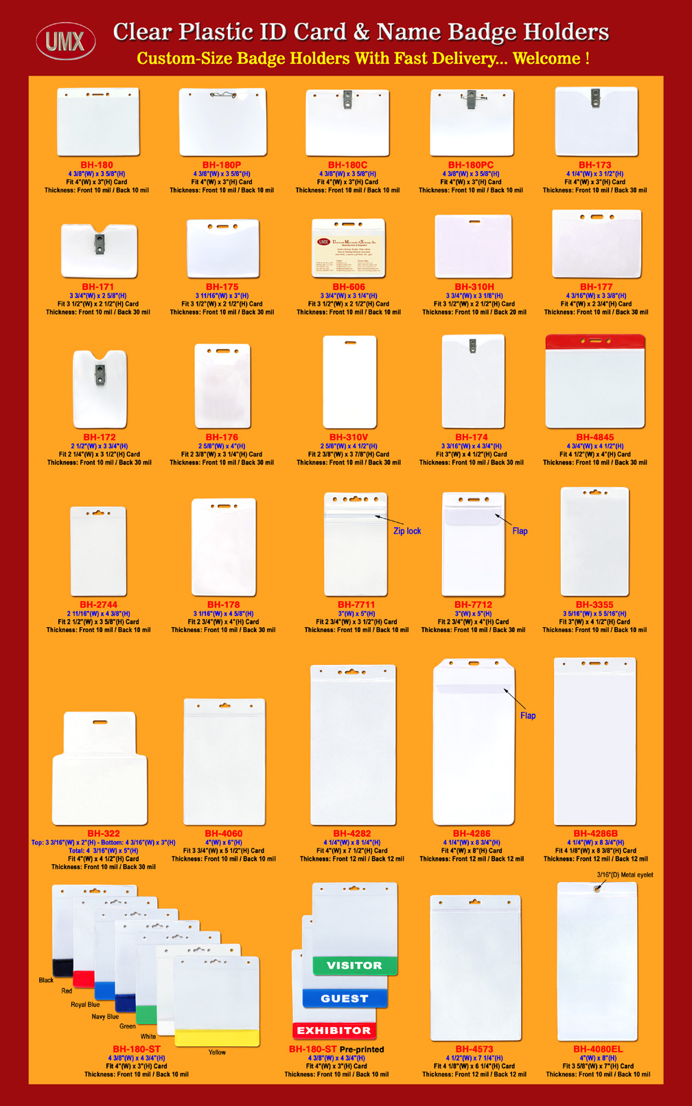 Convention Badge Holders, ID Card Holder and I.D. identification Name Badges