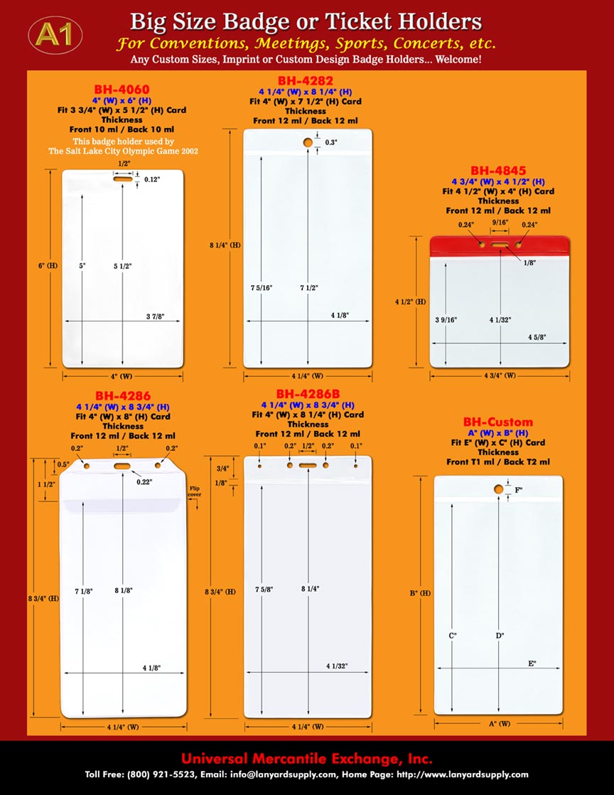 Big size clear plastic ticker holders, sports ticket holder, car racing ticket holder, ID badge holder, horse racing ticket holders, id holder or badge holders