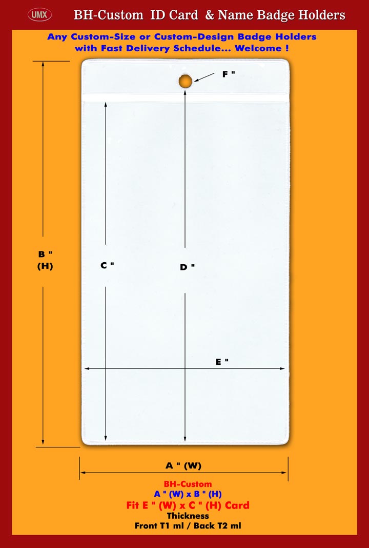 Custom ID Badge Holders, I.D. Card Holder, Clear Color Plastic Identification Holders with
Custom Size.